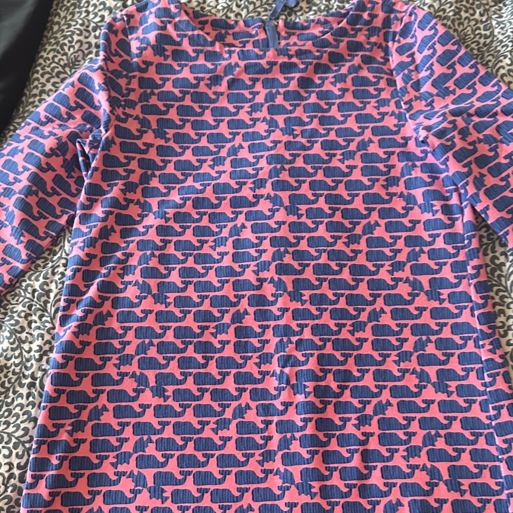Vineyard Vines Pink and Blue Whale Print Top